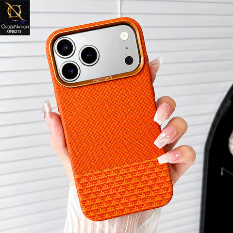 iPhone 17 Pro Max Cover - Orange - HENKS Carbon Fiber Texture Slim Back Cover Case with Camera Lens Protection