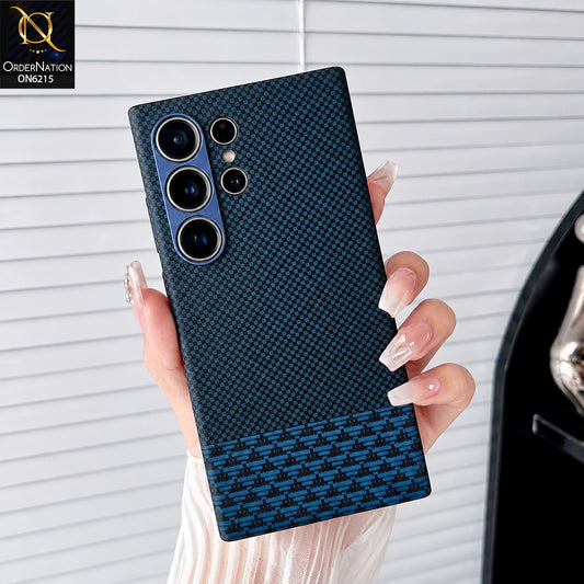 Samsung Galaxy S25 Ultra Cover - Blue - HENKS Carbon Fiber Texture Slim Back Cover Case with Camera Lens Protection