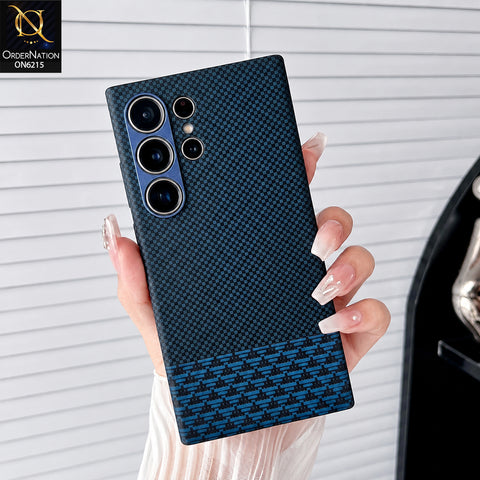 Samsung Galaxy S25 Ultra Cover - Blue - HENKS Carbon Fiber Texture Slim Back Cover Case with Camera Lens Protection