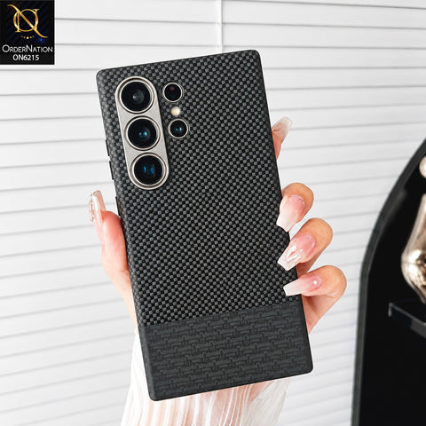 Samsung Galaxy S25 Ultra Cover - Gray - HENKS Carbon Fiber Texture Slim Back Cover Case with Camera Lens Protection