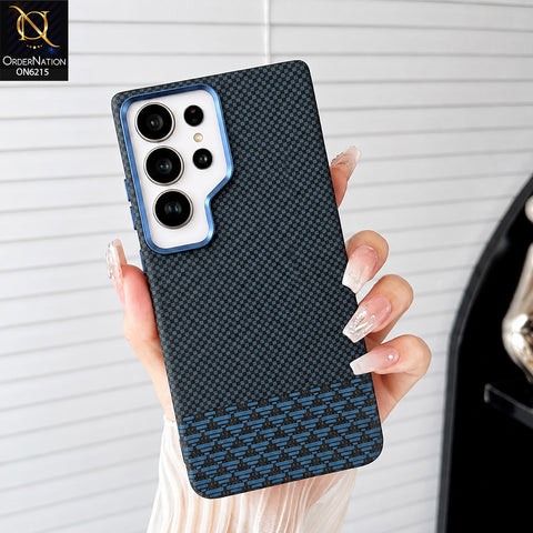 Samsung Galaxy S26 Ultra Cover - Blue - HENKS Carbon Fiber Texture Slim Back Cover Case with Camera Lens Protection