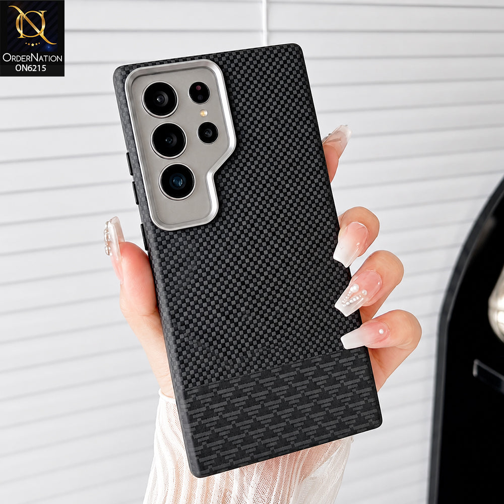 Samsung Galaxy S26 Ultra Cover - Gray - HENKS Carbon Fiber Texture Slim Back Cover Case with Camera Lens Protection