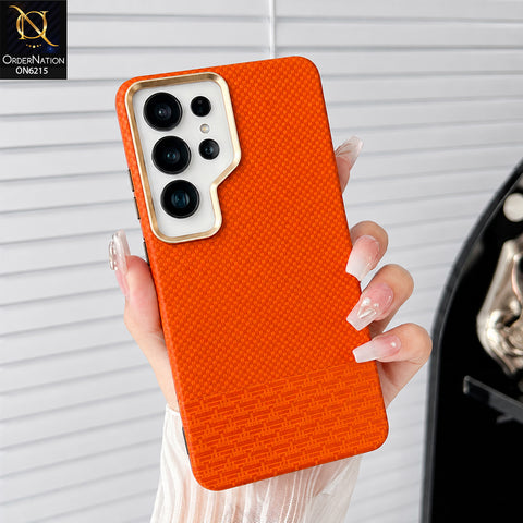 Samsung Galaxy S26 Ultra Cover - Orange - HENKS Carbon Fiber Texture Slim Back Cover Case with Camera Lens Protection