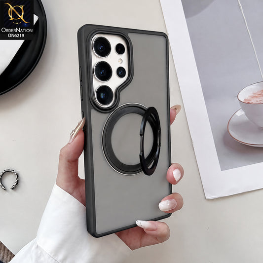 Samsung Galaxy S25 Ultra Cover - Black - HENKS Matte Magnetic Case with Ring Kickstand