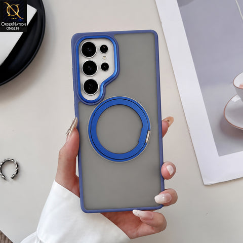 Samsung Galaxy S25 Ultra Cover - Blue - HENKS Matte Magnetic Case with Ring Kickstand