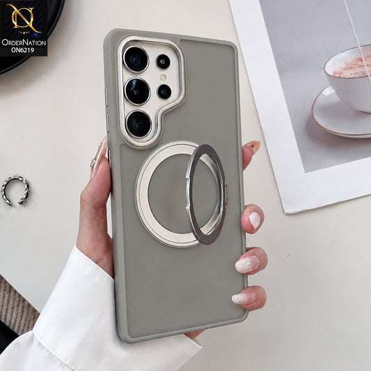 Samsung Galaxy S25 Ultra Cover - Gray - HENKS Matte Magnetic Case with Ring Kickstand