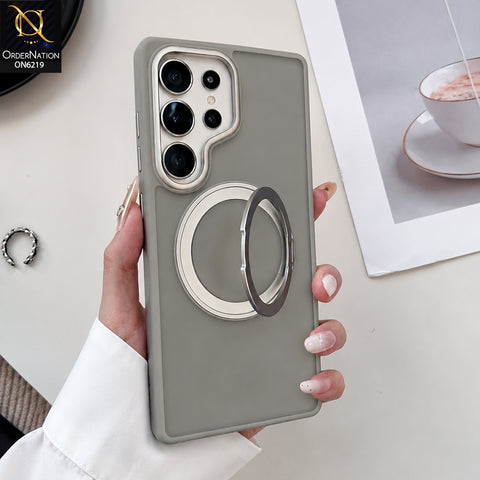 Samsung Galaxy S25 Ultra Cover - Gray - HENKS Matte Magnetic Case with Ring Kickstand