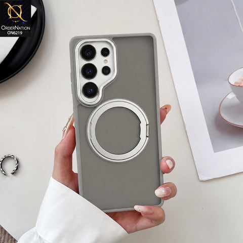 Samsung Galaxy S25 Ultra Cover - Gray - HENKS Matte Magnetic Case with Ring Kickstand