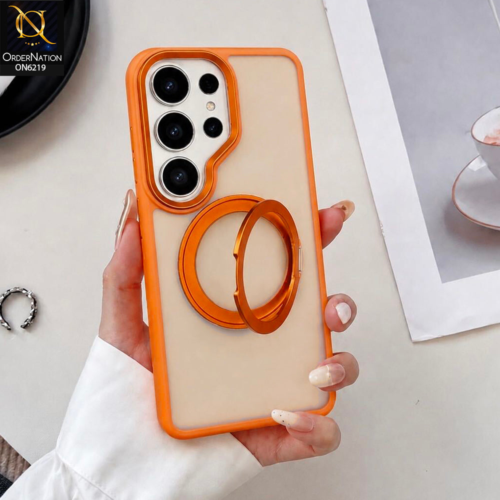 Samsung Galaxy S26 Ultra Cover - Orange - HENKS Matte Magnetic Case with Ring Kickstand