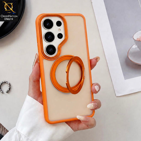 Samsung Galaxy S26 Ultra Cover - Orange - HENKS Matte Magnetic Case with Ring Kickstand