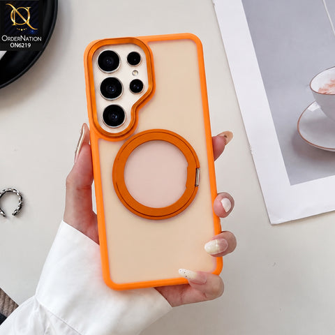 Samsung Galaxy S26 Ultra Cover - Orange - HENKS Matte Magnetic Case with Ring Kickstand