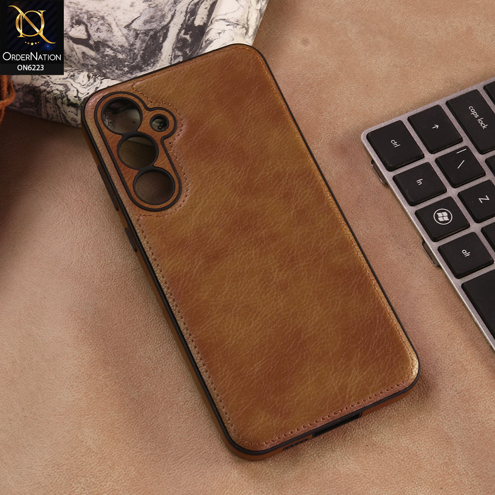Samsung Galaxy A55 Cover -  Brown - New JINDUKA Premium Vintage Leather Case Protective Back Cover