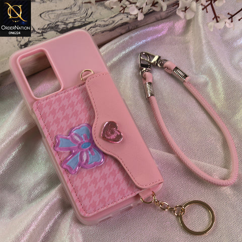 Oppo A36 Cover - Light Pink - New & Luxury Elegant Phone Case with Wallet Pocket & Shoulder Strap