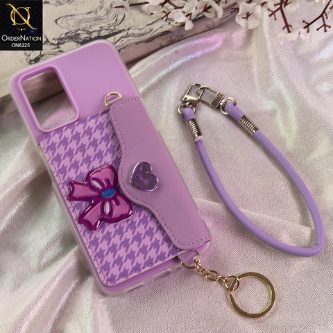 Realme 9i Cover - Purple - New & Luxury Elegant Phone Case with Wallet Pocket & Shoulder Strap