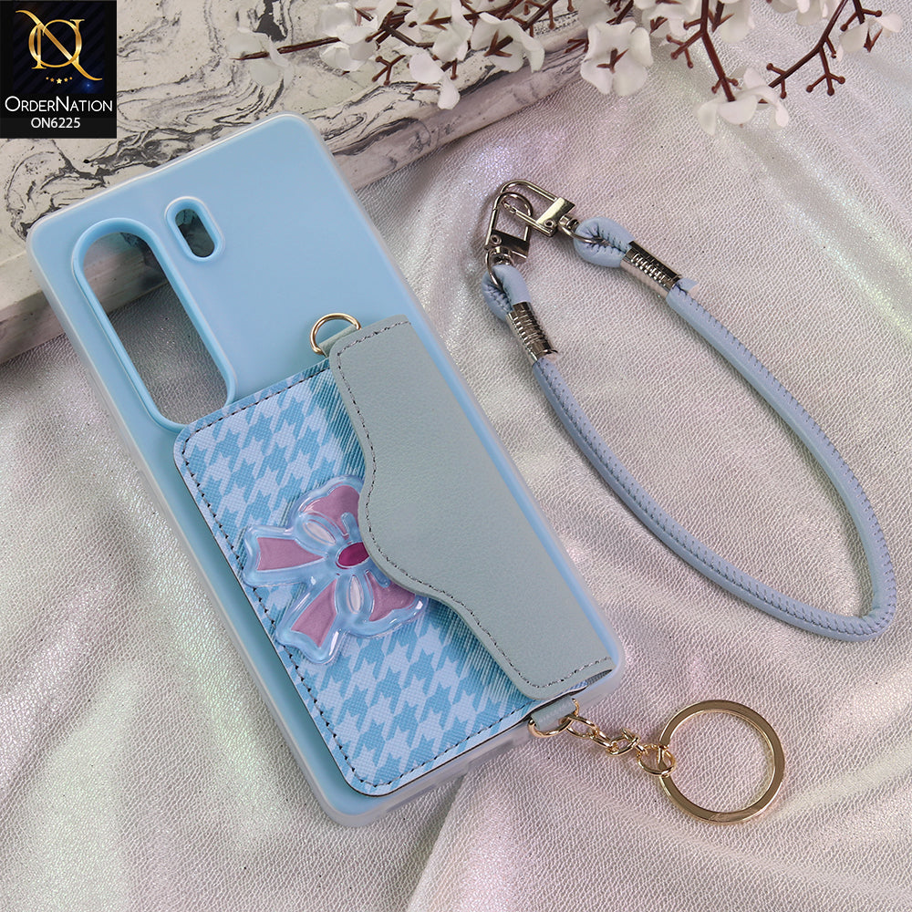 Tecno Camon 40 Pro Cover - Blue - New & Luxury Elegant Phone Case with Wallet Pocket & Shoulder Strap