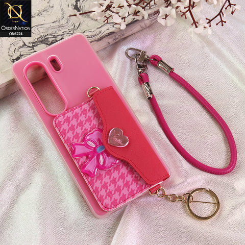 Tecno Camon 40 Pro Cover - Dark Pink - New & Luxury Elegant Phone Case with Wallet Pocket & Shoulder Strap