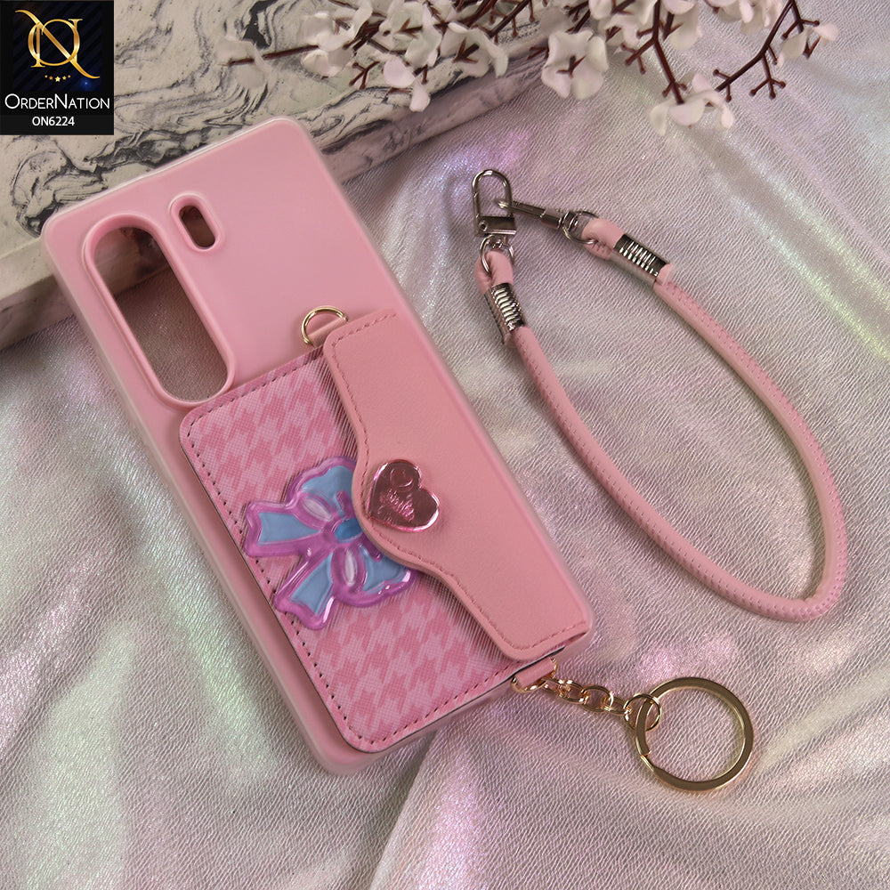 Tecno Camon 40 Pro Cover - Light Pink - New & Luxury Elegant Phone Case with Wallet Pocket & Shoulder Strap