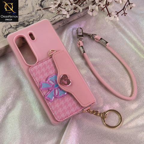 Tecno Camon 40 Pro Cover - Light Pink - New & Luxury Elegant Phone Case with Wallet Pocket & Shoulder Strap