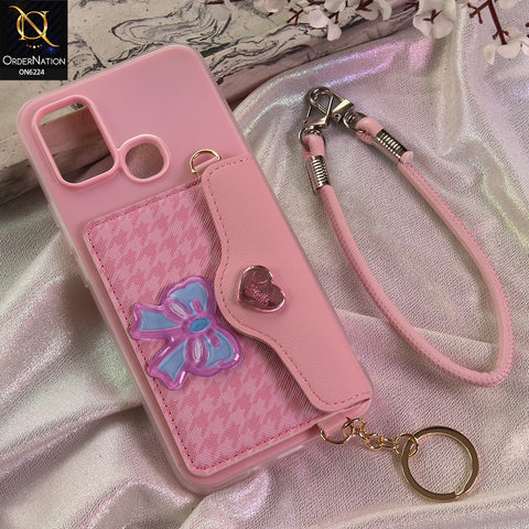 Infinix Hot 9 Play Cover - Light Pink - New & Luxury Elegant Phone Case with Wallet Pocket & Shoulder Strap