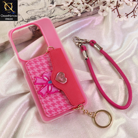 Infinix Hot 40 Cover - Dark Pink - New & Luxury Elegant Phone Case with Wallet Pocket & Shoulder Strap