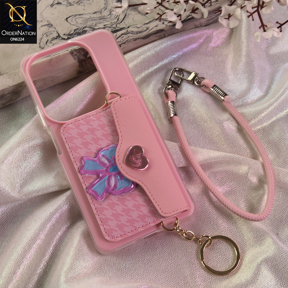 Infinix Hot 40 Pro Cover - Light Pink - New & Luxury Elegant Phone Case with Wallet Pocket & Shoulder Strap