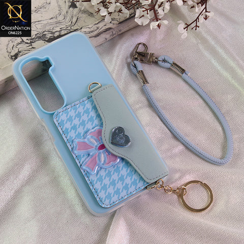 Infinix Hot 50 4G Cover - Blue - New & Luxury Elegant Phone Case with Wallet Pocket & Shoulder Strap