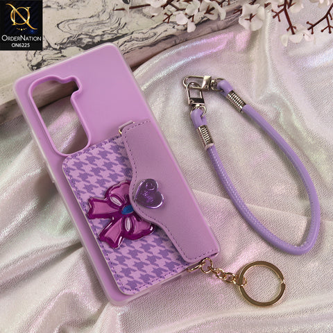 Infinix Hot 50 Pro Plus Cover - Purple - New & Luxury Elegant Phone Case with Wallet Pocket & Shoulder Strap