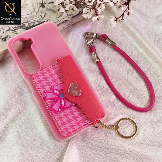 Infinix Hot 50 Pro Plus Cover - Dark Pink - New & Luxury Elegant Phone Case with Wallet Pocket & Shoulder Strap