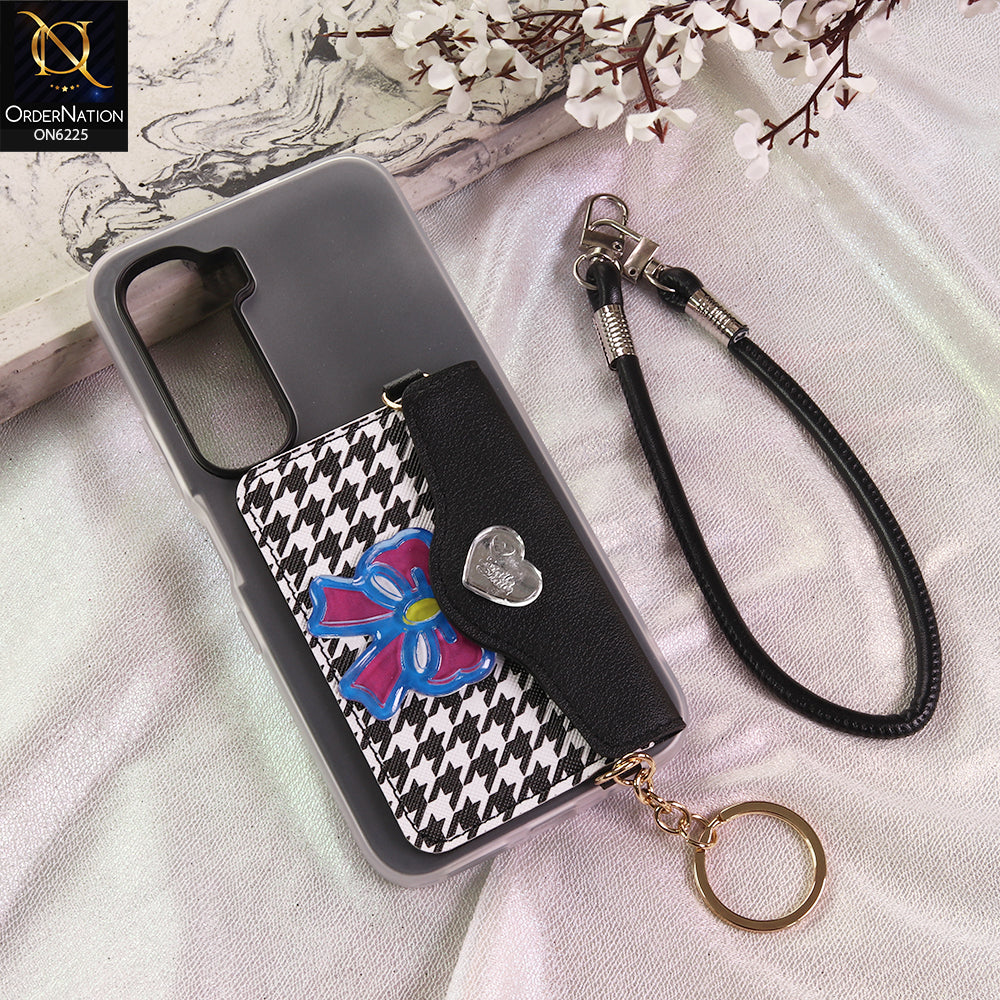 Infinix Hot 60 Pro Plus Cover - Black - New & Luxury Elegant Phone Case with Wallet Pocket & Shoulder Strap