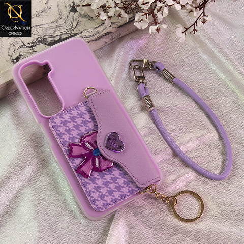 Infinix Hot 60 Pro Plus Cover - Purple - New & Luxury Elegant Phone Case with Wallet Pocket & Shoulder Strap