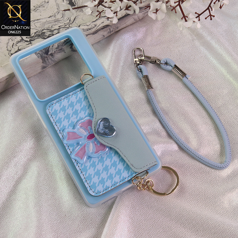 Infinix Note 40 Pro Cover - Blue - New & Luxury Elegant Phone Case with Wallet Pocket & Shoulder Strap