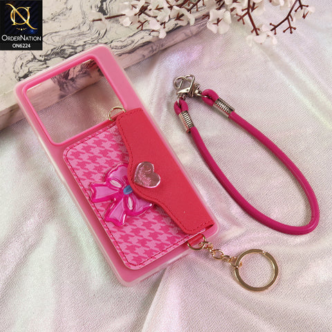 Infinix Note 40 Pro Cover - Dark Pink - New & Luxury Elegant Phone Case with Wallet Pocket & Shoulder Strap