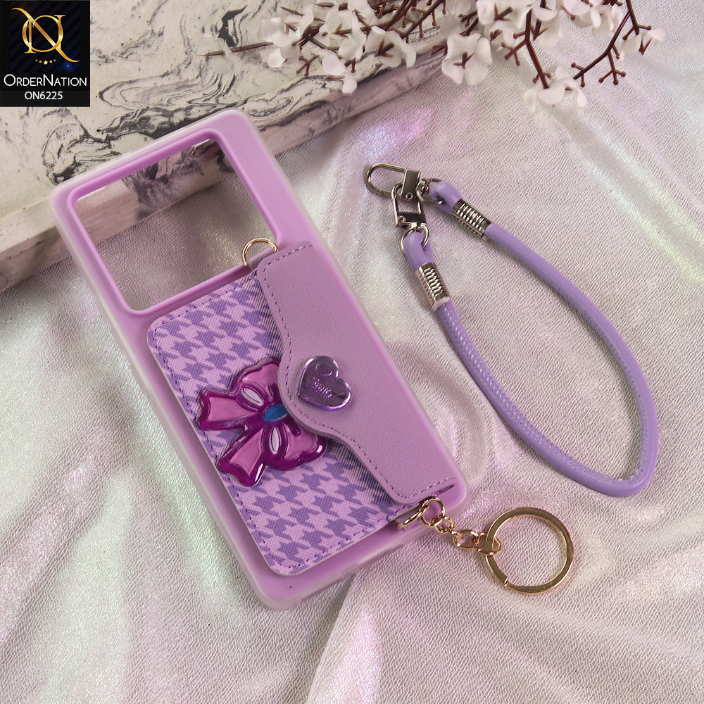 Infinix Note 40 Pro Cover - Purple - New & Luxury Elegant Phone Case with Wallet Pocket & Shoulder Strap