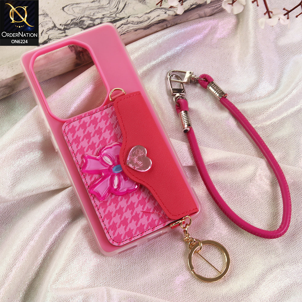 Infinix Note 50 4G Cover - Dark Pink - New & Luxury Elegant Phone Case with Wallet Pocket & Shoulder Strap