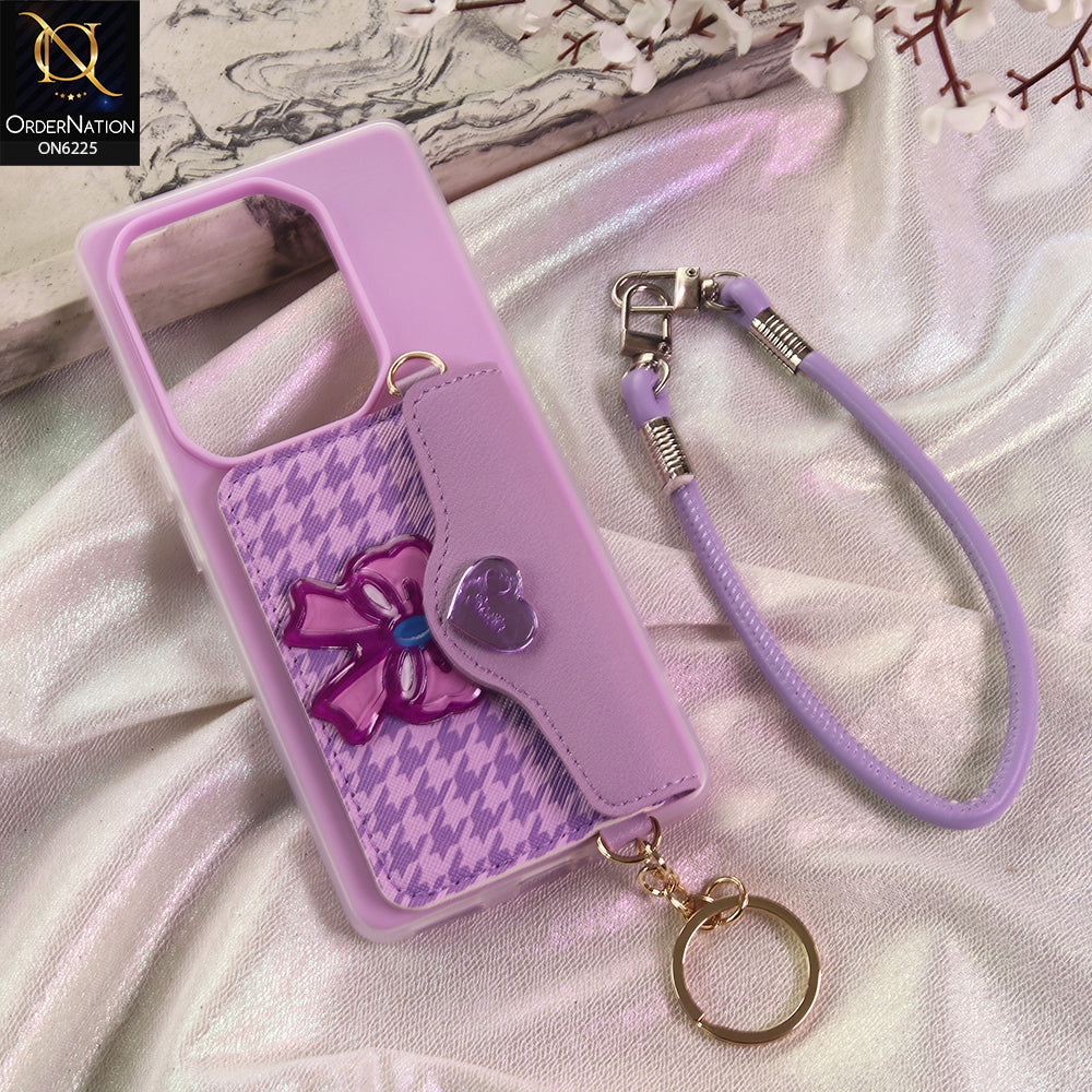 Infinix Note 50 4G Cover - Purple - New & Luxury Elegant Phone Case with Wallet Pocket & Shoulder Strap