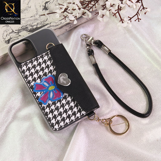 iPhone 14 Cover - Black - New & Luxury Elegant Phone Case with Wallet Pocket & Shoulder Strap