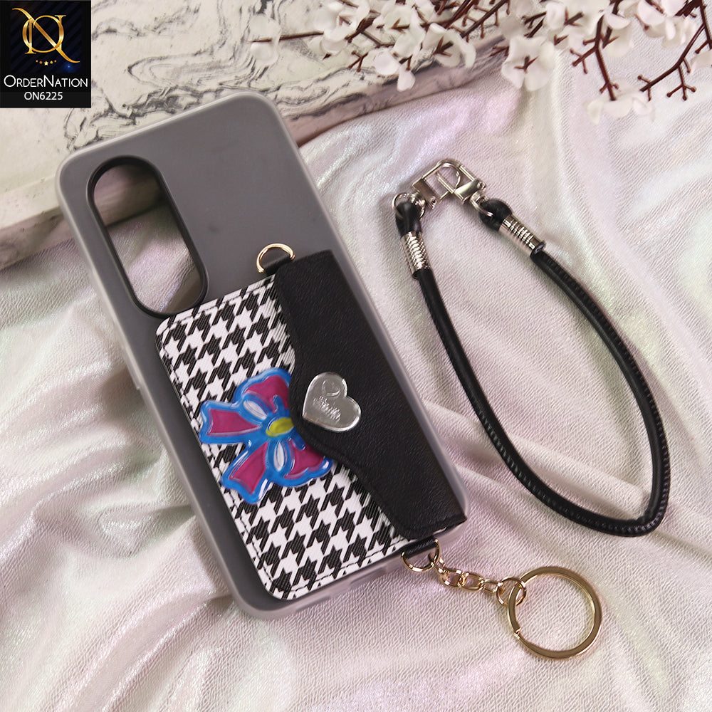 itel S25 Cover - Black - New & Luxury Elegant Phone Case with Wallet Pocket & Shoulder Strap