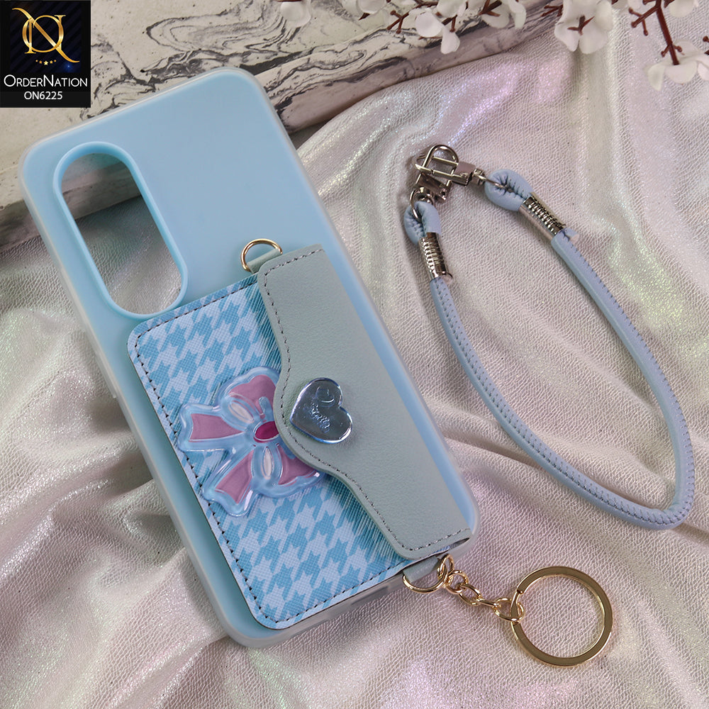 itel S25 Cover - Blue - New & Luxury Elegant Phone Case with Wallet Pocket & Shoulder Strap
