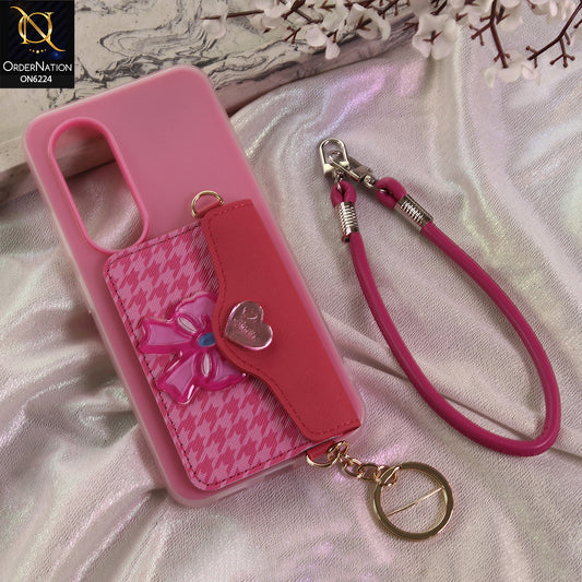 itel S25 Cover - Dark Pink - New & Luxury Elegant Phone Case with Wallet Pocket & Shoulder Strap