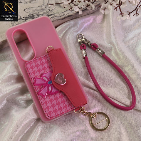 itel S25 Cover - Dark Pink - New & Luxury Elegant Phone Case with Wallet Pocket & Shoulder Strap