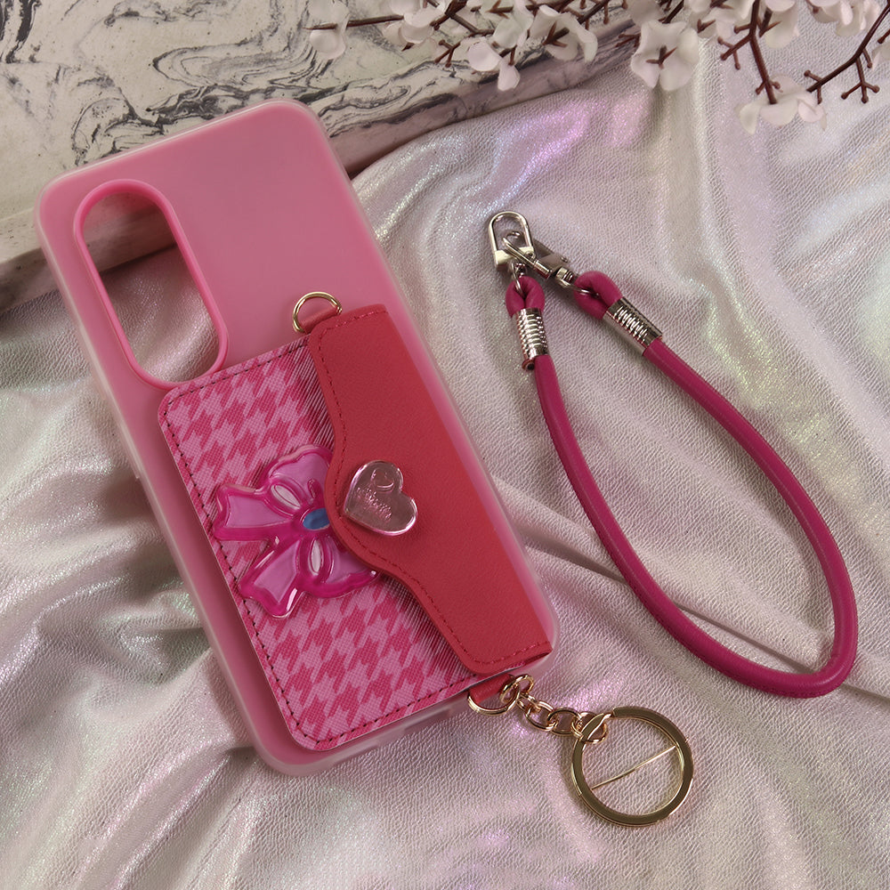 itel S25 Cover - Dark Pink - New & Luxury Elegant Phone Case with Wallet Pocket & Shoulder Strap