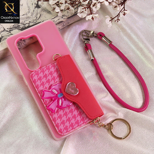 itel S25 Ultra Cover - Dark Pink - New & Luxury Elegant Phone Case with Wallet Pocket & Shoulder Strap