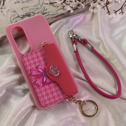 itel S25 Cover - Dark Pink - New & Luxury Elegant Phone Case with Wallet Pocket & Shoulder Strap