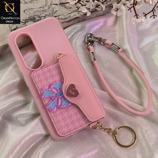 itel S25 Cover - Light Pink - New & Luxury Elegant Phone Case with Wallet Pocket & Shoulder Strap