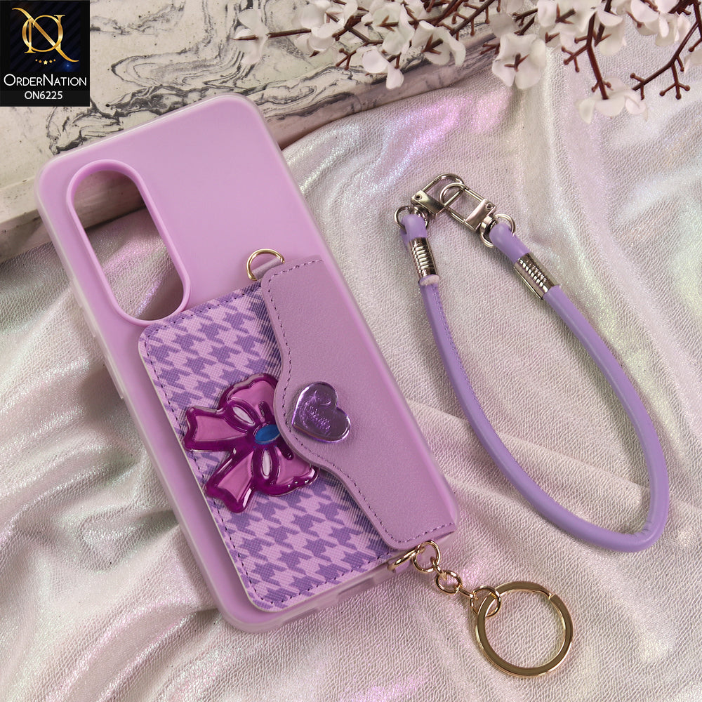 itel S25 Cover - Purple - New & Luxury Elegant Phone Case with Wallet Pocket & Shoulder Strap