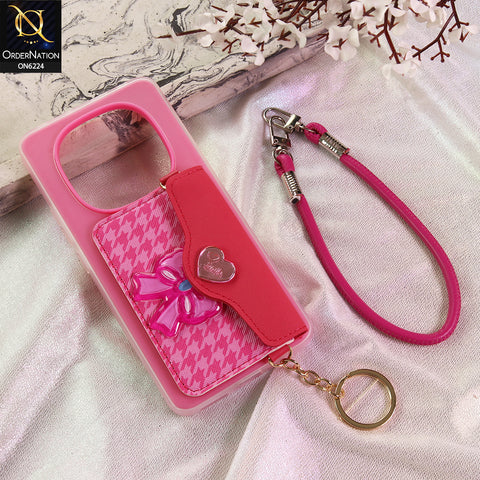 Xiaomi Redmi Note 14 Pro 4G Cover - Dark Pink - New & Luxury Elegant Phone Case with Wallet Pocket & Shoulder Strap
