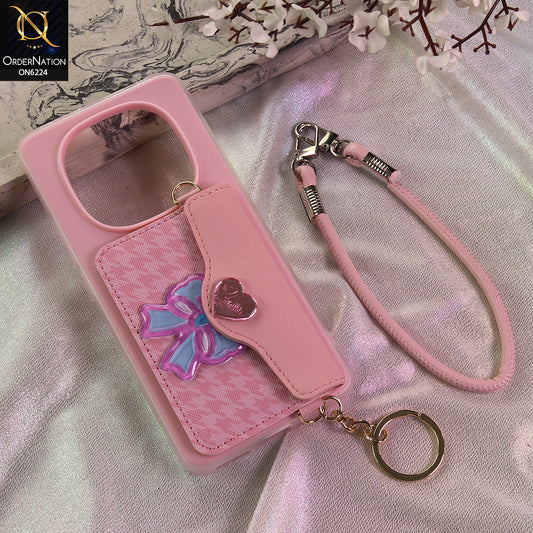 Xiaomi Redmi Note 14 Pro 4G Cover - Light Pink - New & Luxury Elegant Phone Case with Wallet Pocket & Shoulder Strap