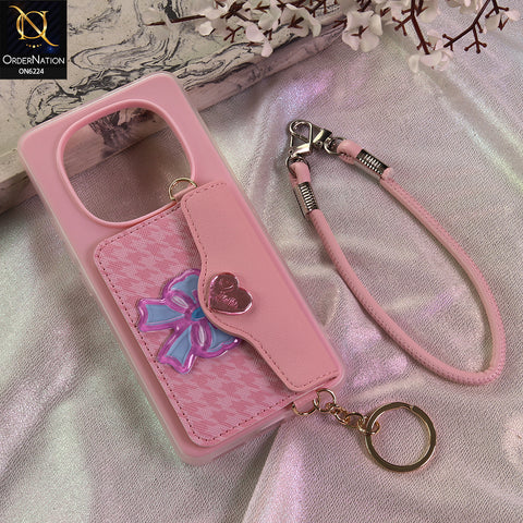 Xiaomi Redmi Note 14 Pro 4G Cover - Light Pink - New & Luxury Elegant Phone Case with Wallet Pocket & Shoulder Strap