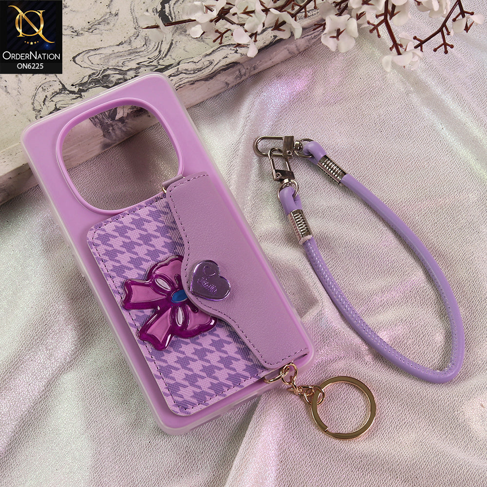 Xiaomi Redmi Note 14 Pro 4G Cover - Purple - New & Luxury Elegant Phone Case with Wallet Pocket & Shoulder Strap