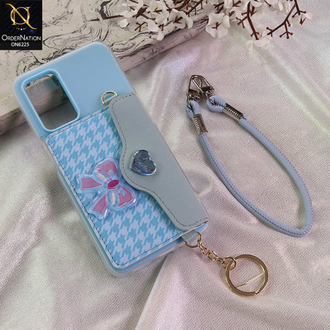 Oppo A54 4G Cover - Blue - New & Luxury Elegant Phone Case with Wallet Pocket & Shoulder Strap